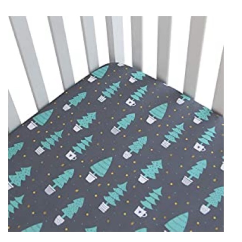 Dark grey Xmas tree fitted crib sheet